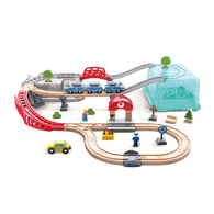 【網路限定】德國Hape 城市街景軌道火車(附收納箱48件組)