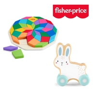 【費雪組合】費雪木製玩具推著走小兔子+曼陀羅積木