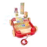 Hape 拖拉字母積木遊戲車(盒損品)