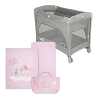 Joie kubbie sleep 嬰兒床+悅讀比得兔床邊床三件式床組/床寢組 (被子、床包、提袋)