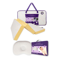 【組合商品】Cleva Foam® 護頭型新生兒枕(0-6M適用)+三合一多用途地墊-黃白 96x65x7cm