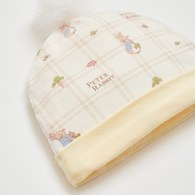 格紋比得嬰兒帽 (美麗諾羊毛布)