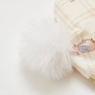 格紋比得嬰兒帽 (美麗諾羊毛布)