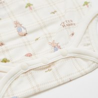 格紋比得長袖開襟包屁衣 (美麗諾羊毛布)