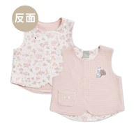花徑小兔天絲雙面穿夾層背心(Y/D條紋針織布+天絲棉布)