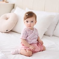 採花趣短袖兩段式調節開襟包屁衣 (水晶紗)