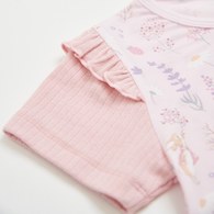 採花趣粉紫色短袖兔裝 (水晶紗)