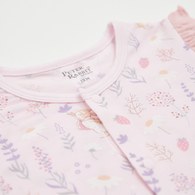 採花趣粉紫色短袖兔裝 (水晶紗)