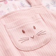 採花趣短袖兔裝 (天絲抽針條紋布+水晶紗布)