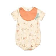 野餐比得短袖前開包屁衣 (天絲洞感緹花布+精品竹節棉布)