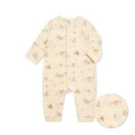 野餐比得米色長袖兔裝 (天絲洞感緹花布)