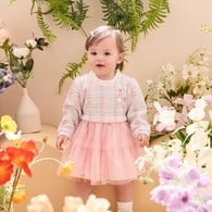 心願比得小香風格紋假兩件網紗洋裝