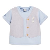 清新比得假兩件排扣上衣