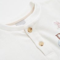 可愛比得手繪風雙鈕扣開襟上衣