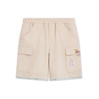 可愛比得工裝風鬆餅格五分褲