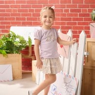 甜心比得紫碎花層次短裙