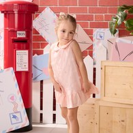 甜心比得造型立體花翻領洋裝