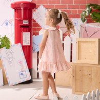 甜心比得造型立體花翻領洋裝