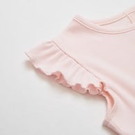 小香兔繽紛立體花荷葉邊袖洋裝