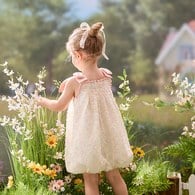 小香兔繽紛立體花蝴蝶結肩帶洋裝