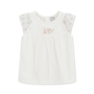 花語比得拼接袖抓皺上衣