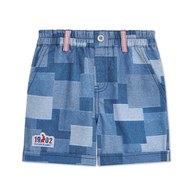 帥氣比得拼接丹寧五分褲