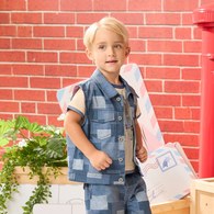 帥氣比得拼接丹寧背心外套