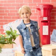 帥氣比得拼接丹寧背心外套