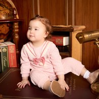 學院比得女蝴蝶結水手領針織長袖兔裝