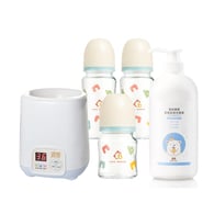 【暖心哺育組】二代微電腦溫奶器+鳳梨酵素蔬果洗滌液+奶瓶2大1小