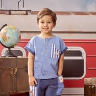 柏靈頓之旅拼接手繪風上衣