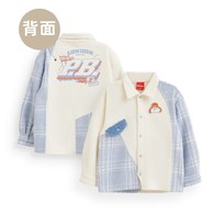 學園明星格紋拼接長袖襯衫
