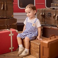 柏靈頓之旅條紋刺繡假兩件兔裝 (吸濕排汗+抗UV)