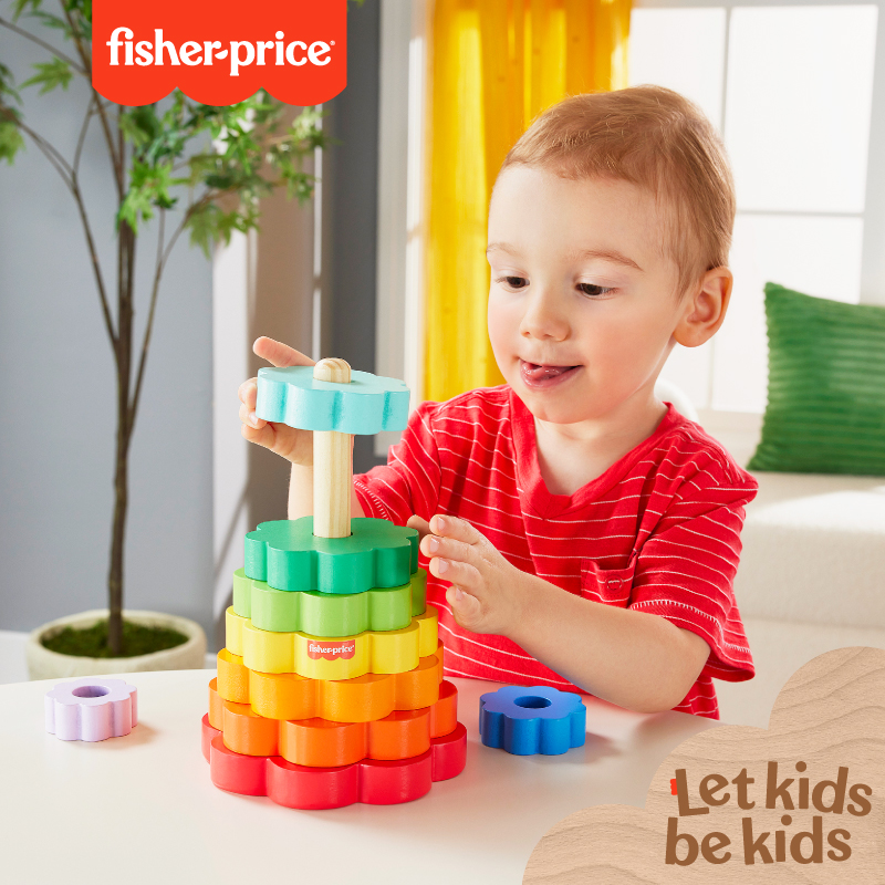 費雪木製玩具彩虹套圈
