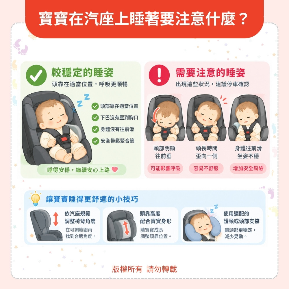 寶寶在汽座上睡著要注意什麼？